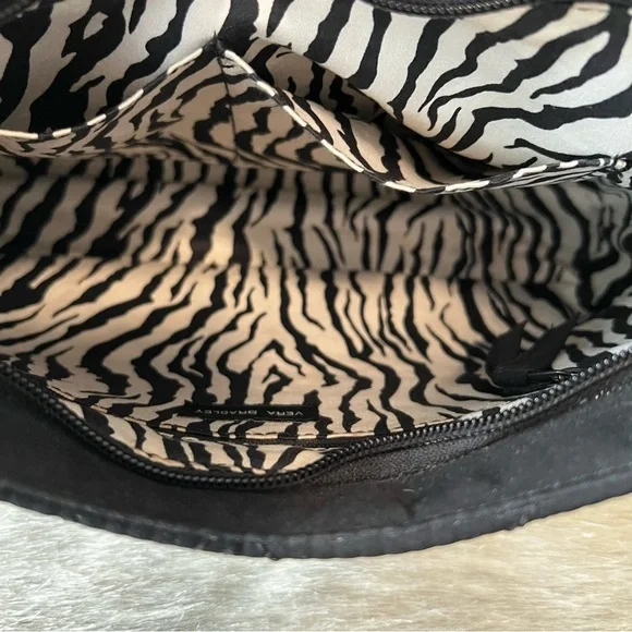 VERA BRADLEY Black Quilted Microfiber Satchel Shoulder Bag East West Zipper Y2K - Picture 12 of 13